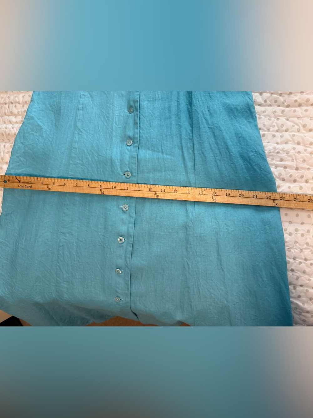 Merona Sleeveless Button-Front 100% Linen Maxi Dress in Aqua Blue - Picture 14 of 15